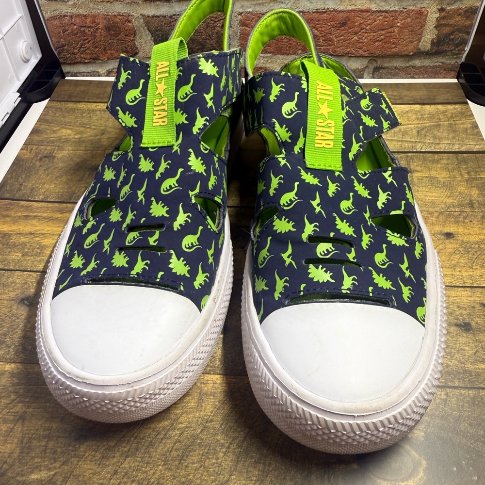 Converse Kids Navy and Lime Dino Sneakers